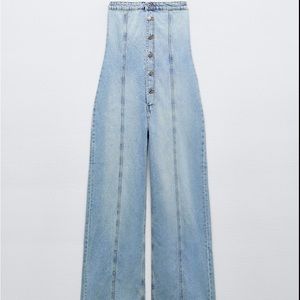 ZARA TRF STRAPLESS DENIM JUMPSUIT BLUE SIZE Medium | 8197/059